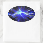 青白熱［赤熱］光を放つ稲妻又は電気 楕円形シール (バッグ)