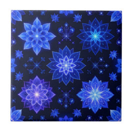 青白熱［赤熱］光を放つ紫フローラタイル タイル