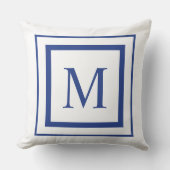 青白王室の正方形モ縁どノグラム クッション (正面)