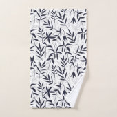 青白竹の地模様 バスタオルセット (ハンドタオル)