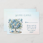 青白花模様の花瓶 ベビーシャワーのお知らせカード エンクロージャーカード (正面/裏面)