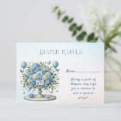 青白花模様の花瓶 ベビーシャワーのお知らせカード エンクロージャーカード (スタンド正面)