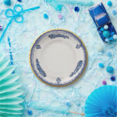 青白花模様セラミック調ヴィンテージ ペーパープレート (パーティー)