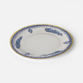 青白花模様セラミック調ヴィンテージ ペーパープレート (アングル)