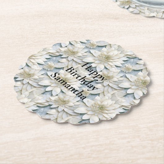 青白蓮の花 ペーパーコースター (アングル)