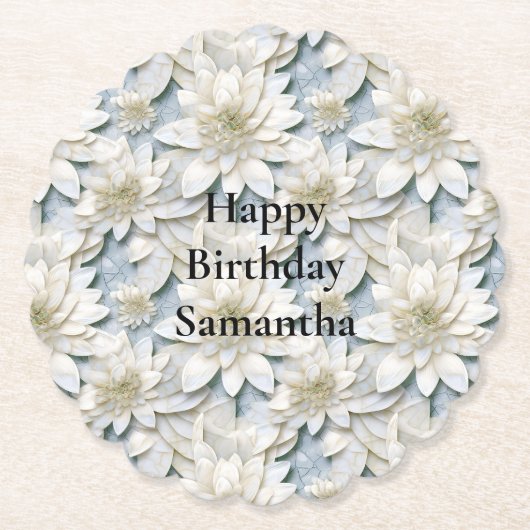 青白蓮の花 ペーパーコースター (正面)