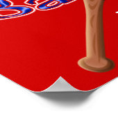 青白赤の野球用ポスターパーソナライズされた ポスター (角)