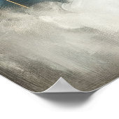 青白金ゴールド抽象芸術幾何学模様 ポスター (角)