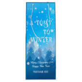 青白雪平和な森のクリスマス新年 ワインギフトバッグ (裏面)