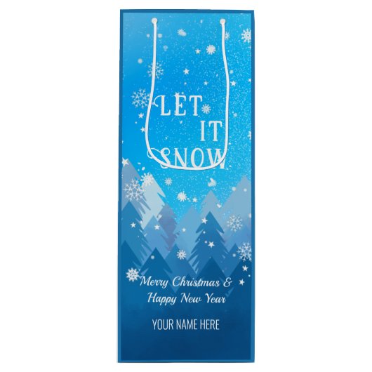 青白雪平和な森のクリスマス新年 ワインギフトバッグ (正面)