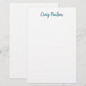 青白 あなたの名前 書道 ユニーク ミニマリスト 便箋 (正面/裏面)