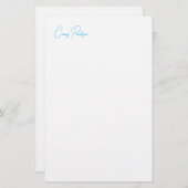 青白 あなたの名前 書道 ユニーク ミニマル 便箋 (正面/裏面)
