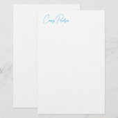 青白 あなたの名前 書道 ユニーク ミニマル 便箋 (正面/裏面)