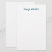 青白 お名前 ユニーク 特別 ミニマリスト 便箋 (正面/裏面)