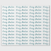 青白 お名前 ユニーク 特別 ミニマル ラッピングペーパー (フラット)