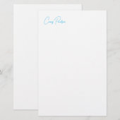 青白 お名前 書道 ユニーク ミニマル 便箋 (正面/裏面)