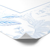 青白Chinoiserieの結婚ウェルカムサインポスター ポスター (角)