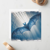 青磁こうもりグリーティングカード ノートカード (正面/裏面インサイチュ)