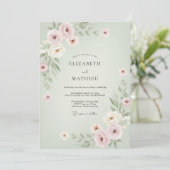 青磁の薄紅色のペイントウェディング 招待状 (スタンド正面)