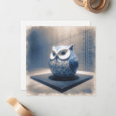 青磁ふくろうあいさつカード ノートカード (正面/裏面インサイチュ)