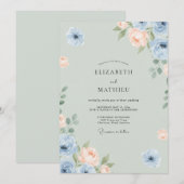 青磁アプリコット芍薬の結婚式 招待状 (正面/裏面)