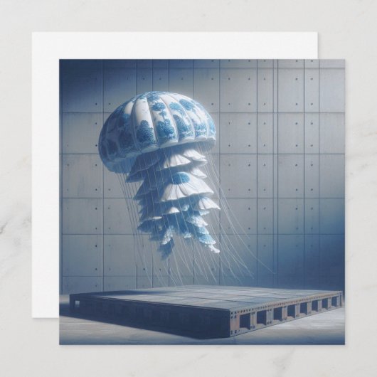 青磁クラゲグリーティングカード ノートカード (正面/裏面)