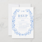 青磁フローラフォーク結婚式RSVPカード 出欠カード (正面)