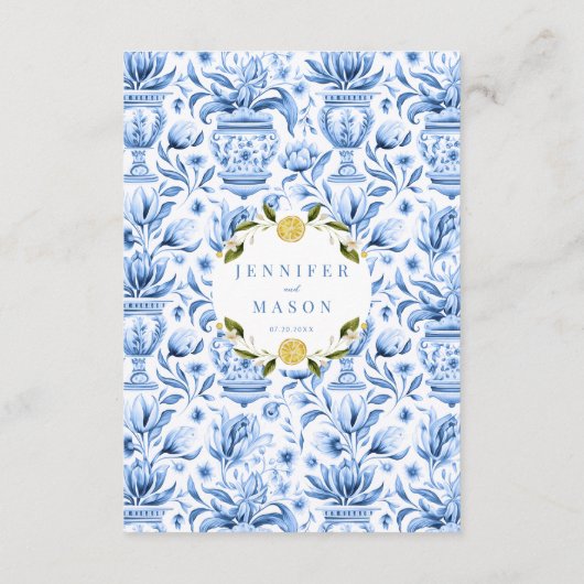 青磁レモイタリアンン結婚の名刺 エンクロージャーカード (裏面)