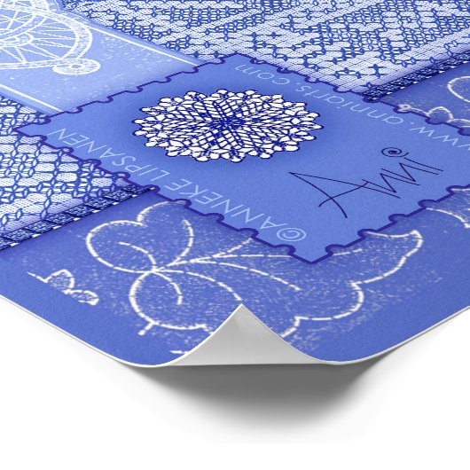 青磁器杯と花 ポスター (角)