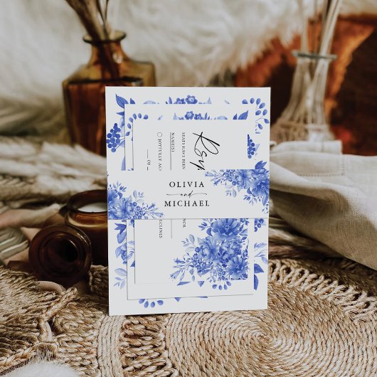 青磁器製フローラ結婚Chinoiserie's 招待状ベリーバンド