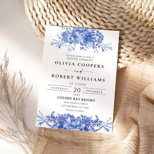 青磁器製フローラ結婚Chinoiserie's 招待状