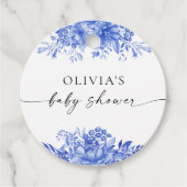 青磁花モチーフのベビーシャワー フェルトタグ フェイバータグ (正面)