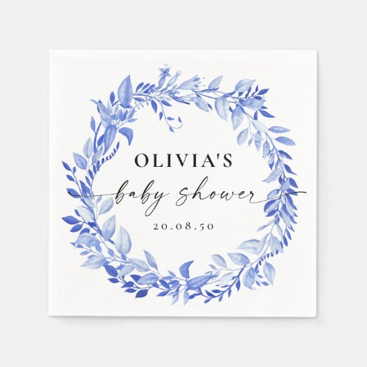 青磁花柄ブックスタイルの紙ナプキン スタンダードカクテルナプキン (正面)