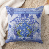 青磁鳥と鳥かご クッション (ブランケット)