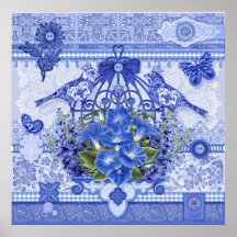 青磁鳥と鳥のポスター