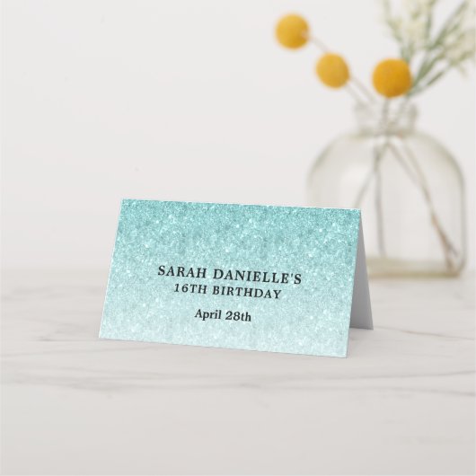青祝グリッターパーソナライズされた プレイスカード (裏面)