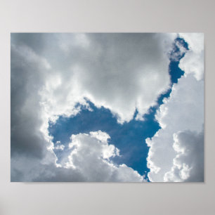 青空および太陽に照らされた雲 ポスター