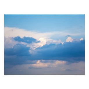 青空および白の雲の天空の雲のテンプレート フォトプリント           