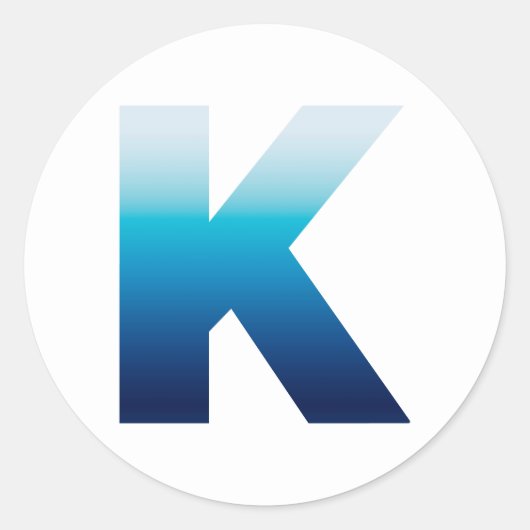 青空から濃紺へのグラデーション・モノグラム K ラウンドシール (正面)