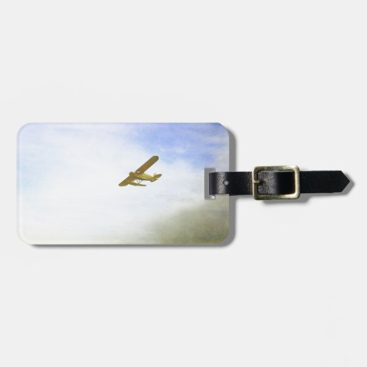 青空が付いている小さい飛行機 ラゲッジタグ (正面横)
