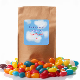 青空とふわふわ雲サンキュー スクエアシール