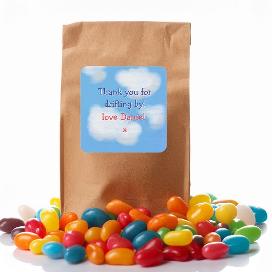 青空とふわふわ雲サンキュー スクエアシール