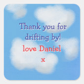 青空とふわふわ雲サンキュー スクエアシール (正面)