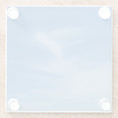 青空と白い雲の抽象芸術自然写真 ガラスコースター (裏面)