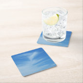 青空と白い雲の抽象芸術自然写真 スクエアペーパーコースター (インサイチュ)