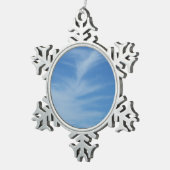 青空と白い雲の抽象芸術自然写真 スノーフレークピューターオーナメント (右)