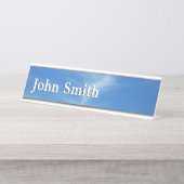 青空と白い雲の抽象芸術自然写真 デスクネームプレート (正面)