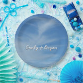 青空と白い雲の抽象芸術自然写真 ペーパープレート (パーティー)