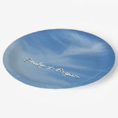 青空と白い雲の抽象芸術自然写真 ペーパープレート (アングル)