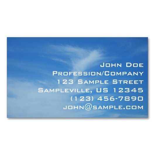 青空と白い雲の抽象芸術自然写真 マグネット名刺 (正面)